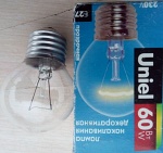 Лампа накаливания декоративная прозрачная UNIEL Ø4см, IL-G45-CL-60/E27  230V 50Hz60W