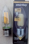 Лампа светодиодная LED FIL Smartbuy C37-8w/3000/E27 (SBL-C37F-8-30K-E27), 147591